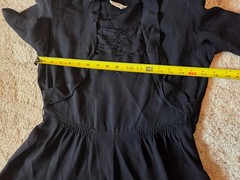 S/M 1940s LBD Sheer Black Dress sweetheart neckline shoulder pads nan carson