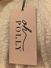 Oh Polly Ivory Strapless Sequin Bodycon Long Dress Side Slit Zip Size 14