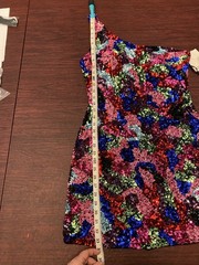 NWT SCALA One Shoulder Sequined Mini Dress With Built In Bra, Size 12