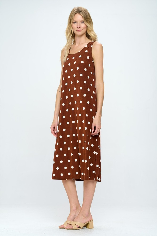 Travel Knit Dress, long A-Line Tank, Stretchy NO-IRON poly/span. #360B