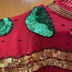 Creative Creations Christmas Sequin & Beaded Silk Shirt-Dress Jacket Lg Rare