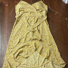 No Boundaries Yellow Floral Hi-Low Wrap Sundress XXL 100% Recycled Polyester