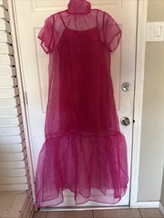 SUGARLIPS DRESS WOMENS SIZE Small Dime Organza Mockneck Maxi Dress Pink Summer