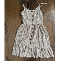 Japna Cheetah Print Button Front Smocked Sundress Ruffle Hem Size S