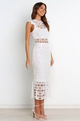 Petal & Pup Lauren White Lace Midi Dress SZ 6 Floral Eyelet Cutout BEST SELLER