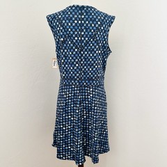 Title Nine Tank Dream Fit & Flare Dress Size L Blue Geometric Sleeveless Stretch
