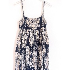 Matty M | Navy Blue and White Floral Print Sleeveless Maxi Dress