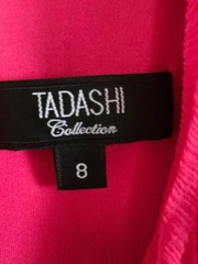 TADASHI Collection Silk Lined Ruched BodyCon Dress Pink Deep V Size 8