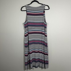 Athleta XLT Black White Multicolor Wavy Stripe Sleeveless Jersey Knit Dress