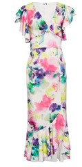 Long Tall Sally Floral Dress Size 16 Tall BNWT White Pink Yellow Green Multi