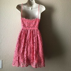 NBD Revolve Give It Up Lace Deep V-Neck Mini Dress Pink New