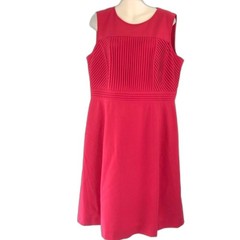 Tahari Red Sleeveless Pleated Bodice A-Line Dress 14