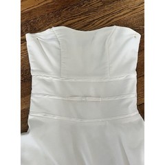 B. Smart Womens White Strapless Fit & Flare Formal Dress Tulle Skirt Bow Detail