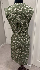 Amour Vert Green Garden Floral print Organic Cotton Belted Sundress S Romantic