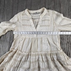 Devotion Twins Mini Dress Womens XS Cream Anthropologie Tiered Ella Bell Sleeve