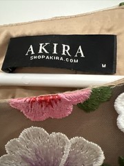 Akira Flower Power Embroidered Mesh Mini 3D Lined Open Back Dress M Retail $160