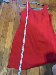 Jennifer Moore linen red shift dress 12 petite holidays evening formal romantic