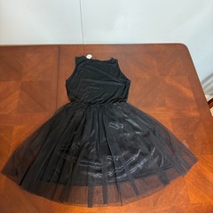 Black Tulle Mesh Dress Sleeveless Lined Fit Flare gothic witchy Large