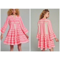 Devotion Dress Women&rsquo;s Size Small White Pink Ella Mini Dress Tiered Embroidered