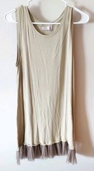 LOGO Layers by Lori Goldstein Sleeveless Tunic Dress Size M Pleated Hem ~ Cream