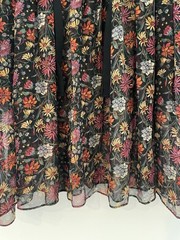 Cinq a Sept black floral silk mini dress size 8, v-neck, black ribbon accent