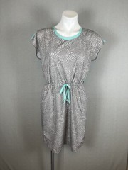 Title Nine Womens Dress Size Medium Gray Blue Tie Waist Pockets Vented Mini