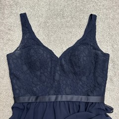 Morilee Madeline Gardner A‑Line Cocktail Dress Women 16 Navy Blue Lace Chiffon