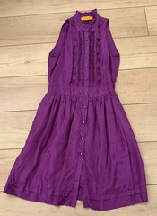 Cynthia Steffe 100% Silk Dress Womens 2 Purple Ruffle Button Front Sleeveless