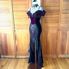 Devil Fashion Gothic Victorian &lsquo;Vampire Masquerade&rsquo; Purple Black Velvet Gown 2XL