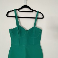 Scanlan Theodore Dress Crepe heavyweight knit bustiere Size M green
