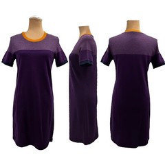 Lacoste Color Block Piqué T-Shirt Dress 100% Cotton Purple Orange 34 Size 2 $135