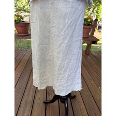 Zara Basic Z1975 Denim Pinstripe Linen Blend Ruffle Midi Dress Blue White Small