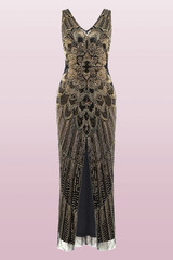 BABEYOND LA REVUE NEGRE BEADED HEM EVENING GOWN SIZE 18 NWT SEE DETAILS