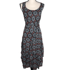 Amanda Lane Black, White and Orange Handkerchief Hem Dress