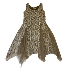 New NWT Altar&rsquo;d State Taupe Paisley Tulle Dress Medium Lace Ballerina Twirl