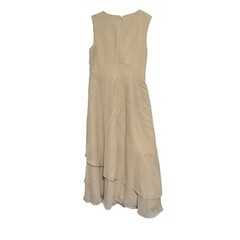Stacees NWT Champagne Chiffon ruched tiered tea length Sz 4 formal dress wedding