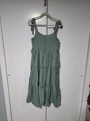 Trixxi Green Tiered Ruffle Spaghetti Strap Maxi Dress Women&rsquo;s Size Large