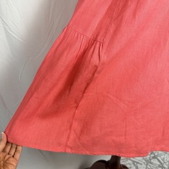 Pure Match 100% Linen Sleeveless V-Neck Coral Dress, lagenlook, flowy,light airy