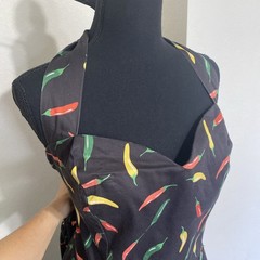 Collectif London Retro Swing Dress 16 Chili Peppers Fit Flare Halter Pinup NEW
