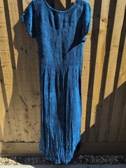 Bassini Blue Batik Women&rsquo;s Size Small Dress with shirred bodice NwT