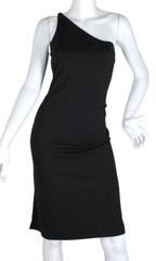 {KENNETH COLE} Dress LBD Sheath One Shoulder Knit Stretch Dressy Summer ~M