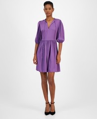 BOSS Orange Dorena Elbow-Sleeve A-Line Dress Women&rsquo;s XL Purple Solid Pullover