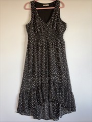 Rewind V Neck Sleeveless Faux Button Lined Hi Low Dress Women’s Size XXL