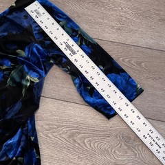 Jessica Howard Sheath Dress Womens 14 Blue Black Velvet Floral Ruched 3/4 Slv