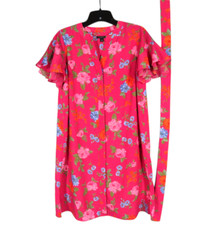 ANN TAYLOR Petite BAJA ROSE Double Flutter Sleeve ISLAND FLORAL SHIRT DRESS XSP