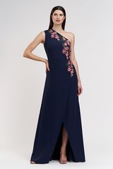 New, KAY UNGER NADINE ONE SHOULDER GOWN in Midnight Size 16 #LD165