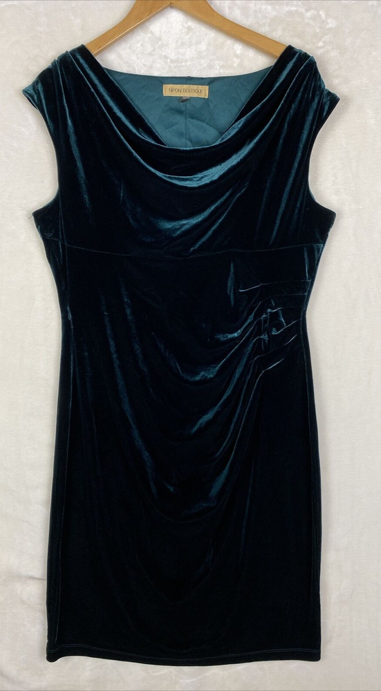 Nipon Boutique Velvet Dress Womens 12 Green Cocktail Party Holiday Romantic Goth