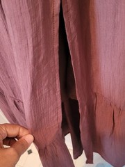 Blush & Day NWT Women&rsquo;s Smocked Maxi Dress Purple Brown Front Slit Size M