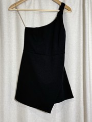 Black One Shoulder Assymetrical Jumpsuit Romper Women’s Small Blue Blush Fitted