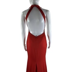 JJ&rsquo;s House NWT Womens 4 Red Trumpet Mermaid Halter Train Jersey Dress Siren Edgy
